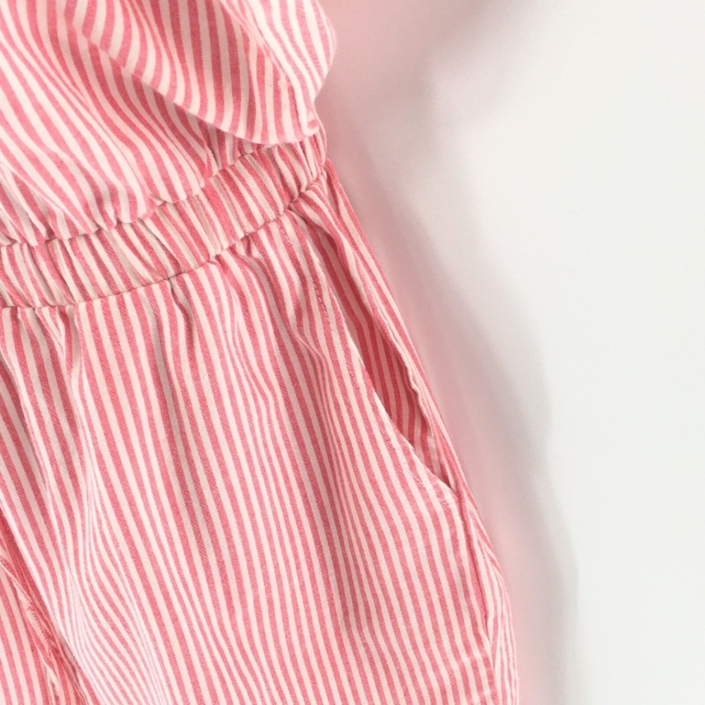 Michael Stars Shantel Romper Drawstring Pockets Pink White Striped Shorts Sz M - Picture 7 of 13